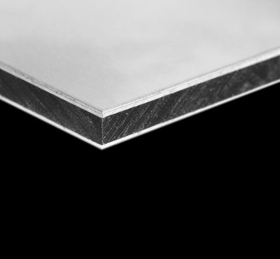 detail of the dibond board - aluminum, in the middle plastic